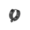 Polished black stainless steel hoop earrings with small dangle loops for DIY jewelry - Ear Buckle / 4*9mm / Black