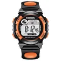 Orologio sportivo digitale COOBOS per bambini nero e arancione, display multifunzione - Grande / Arancione