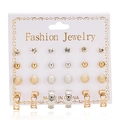 12 pairs of gold and silver alloy stud earrings with rhinestones and heart designs - 12 Pairs Clear Zirconia Ball Heart Combo