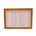 Rectangular wood jewelry display tray with three compartments and beige velvet lining - 3 Slots / 3 Slots Wood Beige