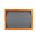 Orange wood jewelry display tray with dark gray lining and multiple necklace hooks - Necklace Bracelet Tray / Necklace Tray Wood Grey