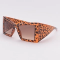 Lunettes de soleil papillon surdimensionnées avec monture léopard orange et noire et verres bruns - Monture Léopard Verres Dégradé Marron