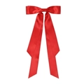 Détail d'un grand nœud papillon en satin rouge avec de longs rubans pour cheveux - Rouge