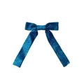 Sparkly navy blue velvet double bow hair clip for women with glitter sequin finish - Glitter Material / Blue
