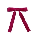 Detail of rose red velvet double layer bow hair clip with elegant long hanging ribbons - Velvet Texture / Rose Red