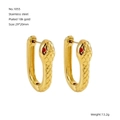 Detailed view of snake-shaped earrings in 18k gold plated stainless steel with red stone - Gold (ZE1055G)