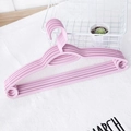 Set of 5 light pink non-slip plastic hangers with multifunctional hooks for home use - Purple