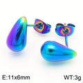 Polierte Edelstahl-Ohrringe in Wassertropfenform mit lebhaftem Regenbogen-Finish - Bunt