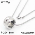 Silver 18K plated stainless steel necklace with cylindrical pendant and product size data - Necklace (KN282675-K) / Steel