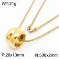 18K gold plated snake chain necklace with thick round pendant, dimensions 20x13mm, 21g - Necklace (KN282676-K) / Gold