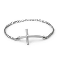Stijlvolle zilveren roestvrijstalen kruisarmband met gevlochten ketting voor dames en heren - Staalkleur