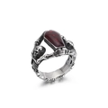 Gotischer Punk-Ring aus Edelstahl mit rotem Sarg-Inlay und Totenkopf-Design - US 7 / Silber