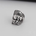 Vintage stainless steel ring featuring a detailed Native American chief head design - US 10 / Vintage Indian Chief Head Style (KR49232-K)