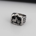 Vintage silver titanium steel ring with embossed motorcycle motif for men - Motorcycle Relief Style (KR39461-OT)