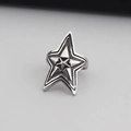 Retro oxidized stainless steel ring featuring a 3D five-pointed star in punk style - US 10 / 3D Five-Pointed Star Style (KR44629-BD)