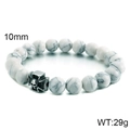 Bracciale da uomo in perline di occhio di tigre e turchese con croce teschio in acciaio - 10mm Turchese Bianco (KB119252-BDJX)
