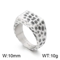 Polished silver hammered titanium steel ring for men with 10mm wide surface - US 7 / Hammered Rectangle Silver (KR105955-KJX)