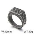Men's vintage silver hammered band ring in 316L stainless steel with 10mm width - US 8 / Hammered Rectangle Antique Black (KR105954-KJX)