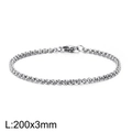 Silver stainless steel punk O-chain bracelet with 200mm length and 3mm width - Silver 3mm Width Style (KB126597-Z)