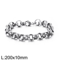 Silver stainless steel punk chain bracelet for men, dimensions 200x10mm on white background - Silver 10mm Width Style (KB126601-Z)