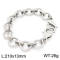 Zilveren roestvrijstalen schakelarmband met gladde en gedraaide schakels 210 mm - Gedraaide Decoratieve Ring Stijl (KB162557-Z) / 210x13mm