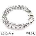 Silver stainless steel double link Cuban chain bracelet for men with lobster clasp - Double Loop Cut Rolo Chain Style (KB162570-Z)