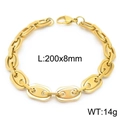 Bracciale a catena marina in acciaio inossidabile dorato con chiusura a moschettone - Stile B Bracciale Naso di Maiale (Larghezza 8mm) / 20cm / Oro