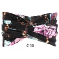 Bohemian twisted headband with purple floral and gold chain print on black fabric - c-10/Retro Multi Print