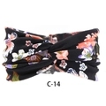 Bohemian style cross-knot headband with orange and purple floral pattern on black fabric - c-14/Black Multi Floral