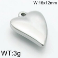 Colgante de corazón en acero de titanio plateado pulido de 16x12mm para collares - 16x12mm / Color Acero (KLJ6793-Z)