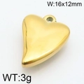 Colgante de corazón dorado de acero de titanio 16x12mm para collares y joyería - 16x12mm / Dorado (KLJ6794-Z)