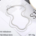 Double-layered silver snake bone chain necklace set with dimensions 400mm and 450mm - Silver Double Flat Snake Chain (KN232342-Z)