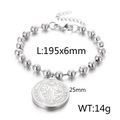 Bracciale a sfere San Benedetto argento 195mm con ciondolo religioso da 25mm - Bracciale in Acciaio (KB167463-Z)