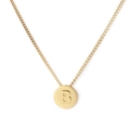 Collier minimaliste en acier inoxydable doré avec pendentif rond et lettre B embossée - Lettre B (KN118640-K)