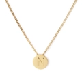 Collier en acier inoxydable doré avec un pendentif rond minimaliste portant la lettre N - Lettre N (KN118652-K)