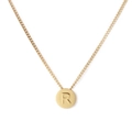 Collier minimaliste en acier inoxydable doré avec pendentif rond et lettre R - Lettre R (KN118656-K)