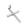 Polished silver titanium steel cross pendant with top bail on white background - Steel Color (kp41379-z)