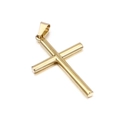 Polished golden stainless steel cylinder cross pendant with high gloss finish on white background - Gold (kp41375-z)