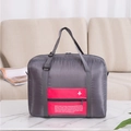 Grande borsa da viaggio grigia pieghevole con tasca frontale rossa e logo aereo - Borsa aereo (Pieghevole) / Rosa Rosso