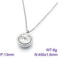 18k gold plated titanium necklace with 13mm evil eye zircon pendant for women - Clear Zircon Style (KN88727-K)