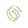 Anello a spirale in oro a doppio strato minimalista con gemme trasparenti su sfondo bianco - US 7 / Stile Spirale a Doppio Strato (KR54060-GC) / Oro