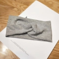 Light gray knitted twisted headband with minimalist crisscross knot for women hair styling - Gray