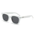White thick square frame sunglasses with dark lenses and silver star temple accents - White Frame Dark Grey Lens