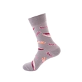 Grey cotton blend mid-calf socks with red and orange abstract marine pattern print - One Size / Gray Abstract Tentacles (75)