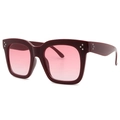 Retro quadratische Oversized-Sonnenbrille in Dunkelweinrot mit rosa Verlaufsgläsern - Burgunderrot