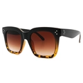 Oversized quadratische Sonnenbrille mit schwarz-Schildpatt-Rahmen und braunen Verlaufsgläsern - Schwarze Schildpatt