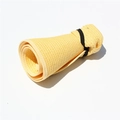Detail view of the foldable straw sun hat showing portable design and woven texture - Adult (55-60cm) / Yellow