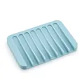 Light blue silicone soap dish with non-slip drainage ridges and waterproof design - Square / Plain Blue