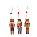 Tre ornamenti colorati a forma di soldato schiaccianoci in legno per l'albero di Natale - Set Soldato Schiaccianoci Stile A (Set di 9)