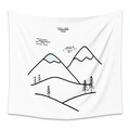 Minimalist black and white line art tapestry featuring snowy mountain landscape - SM011 Snow Mountain